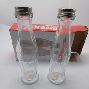 NIB  Classic Shaped Coca-Cola Glass Salt and Pepper Shakers